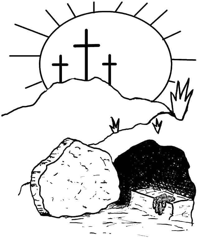 Coloring The sun illuminates crosses. Category coloring pages cross. Tags:  Cross.
