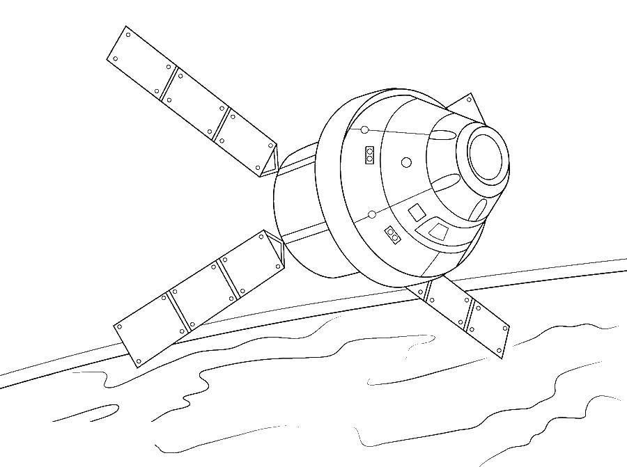 Название: Раскраска Спутник. Категория: космические корабли. Теги: Спутник, космос.