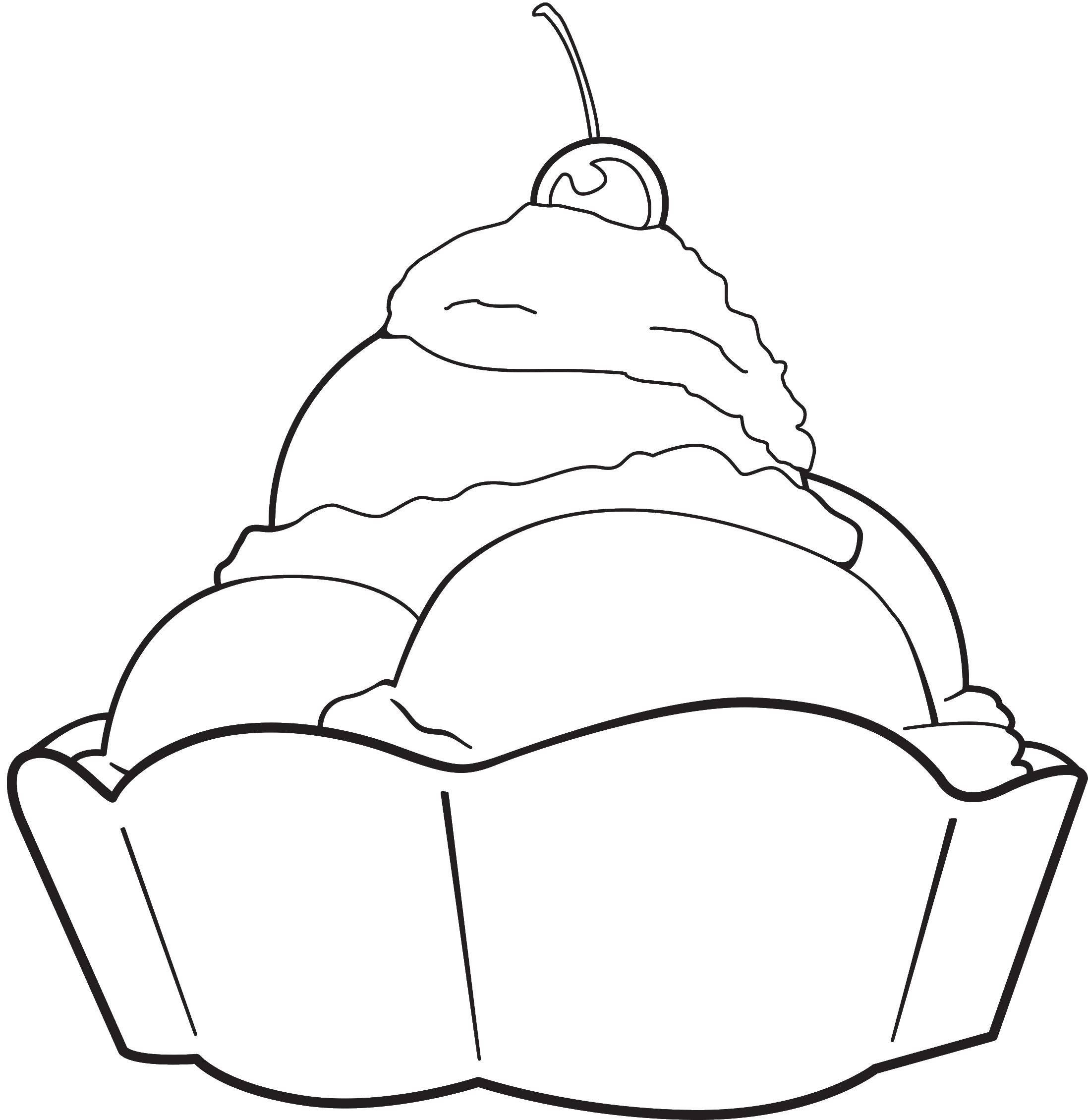 Название: Раскраска Тарелка с мороженым с вишенькой. Категория: мороженое. Теги: мороженое, шариковое мороженое.