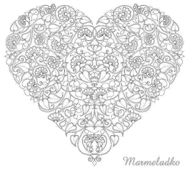 Coloring Patterned heart. Category Hearts. Tags:  Heart, love.