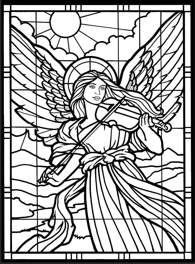 Название: Раскраска Витраж с ангелом. Категория: ангелы. Теги: Ангел.