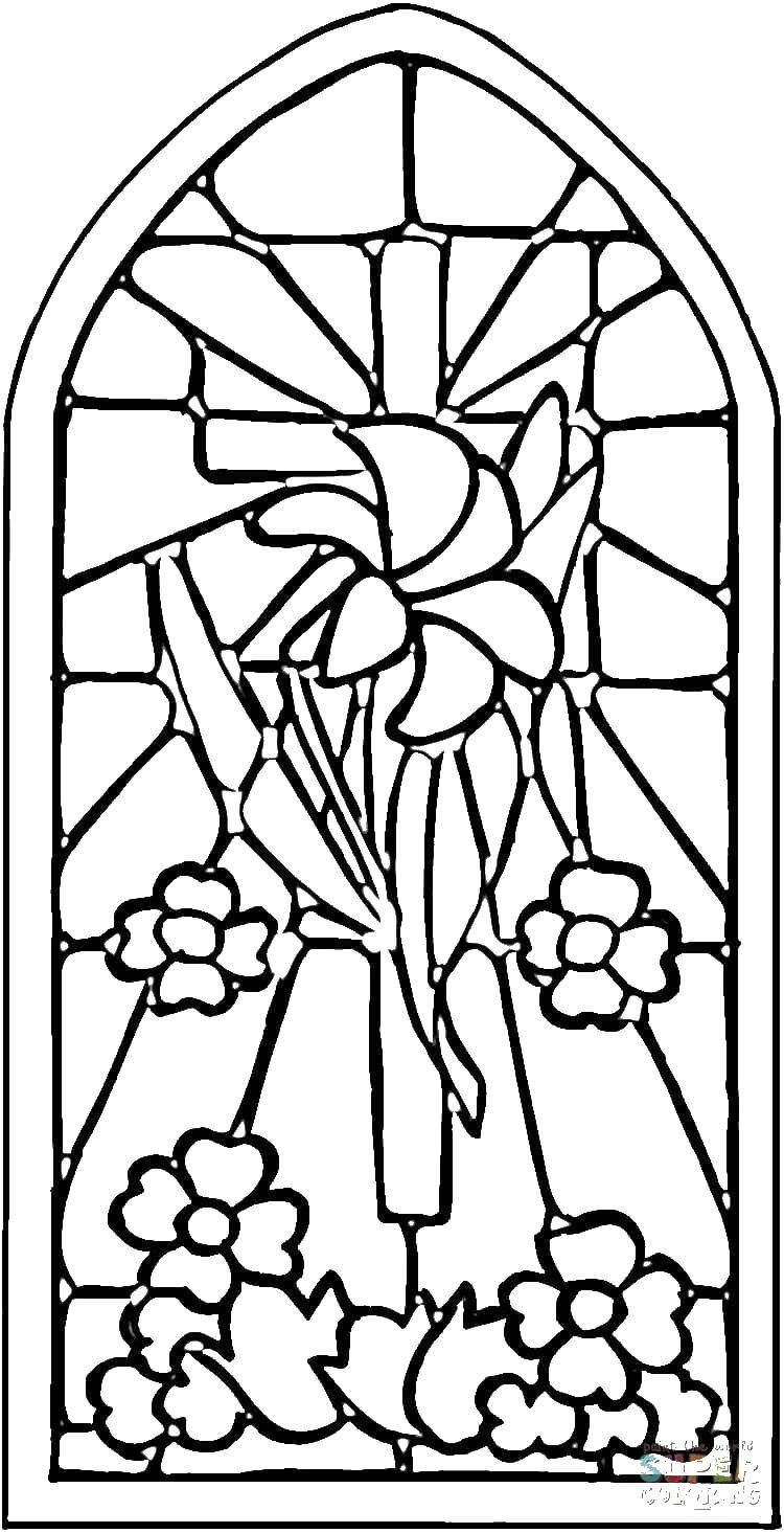 Coloring Stained glass window. Category the Church. Tags:  The Church.