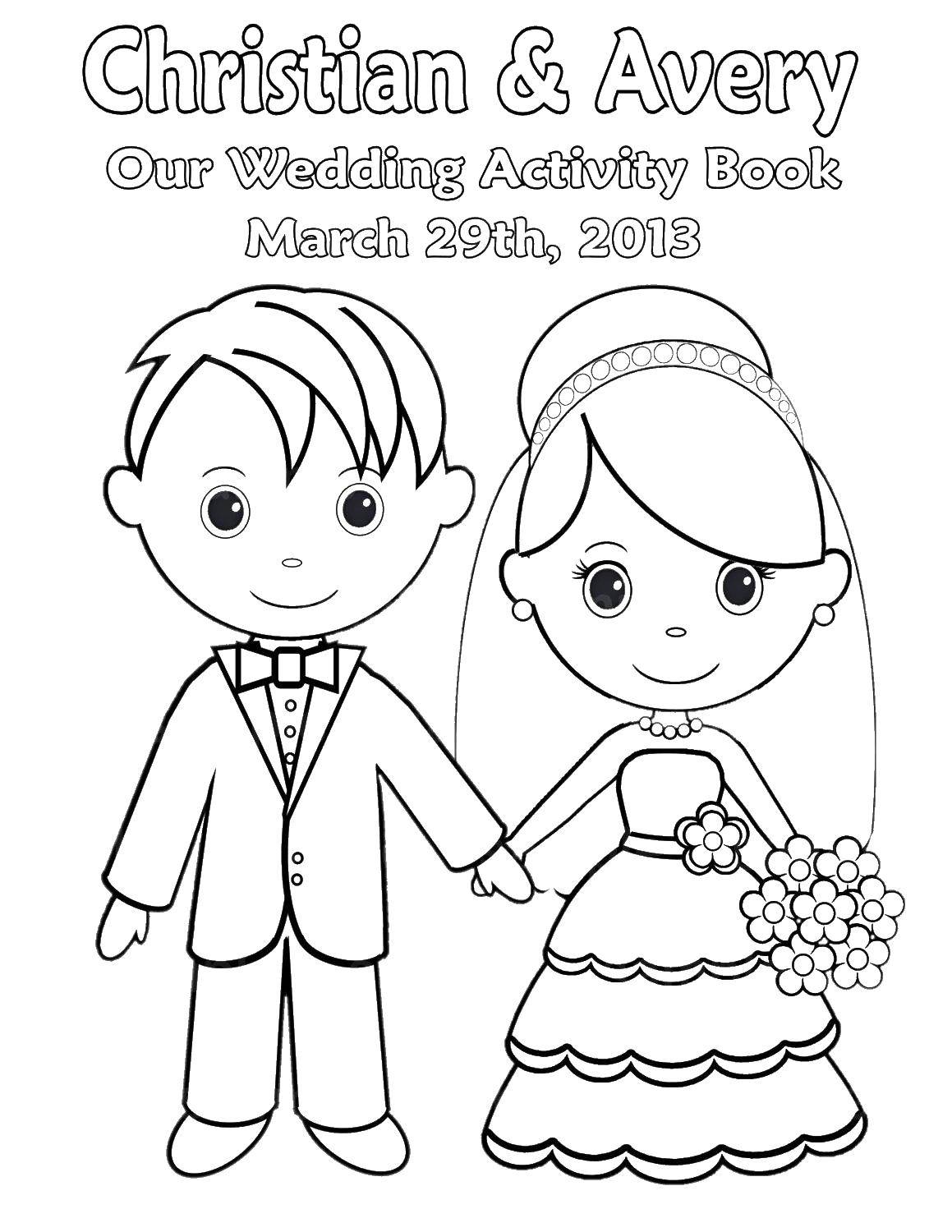 Coloring Christian groom and bride to ever. Category Wedding. Tags:  wedding dress.