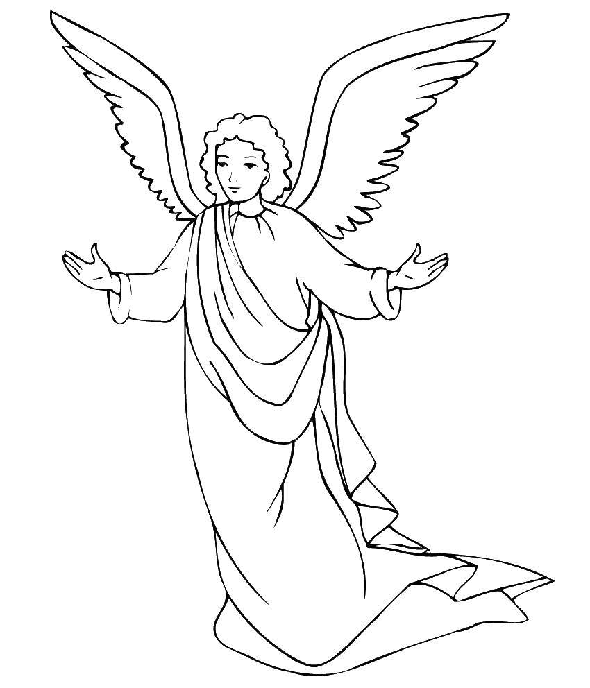 Название: Раскраска Ангел с крыльями. Категория: ангелы. Теги: ангелы, ангел, крылья.