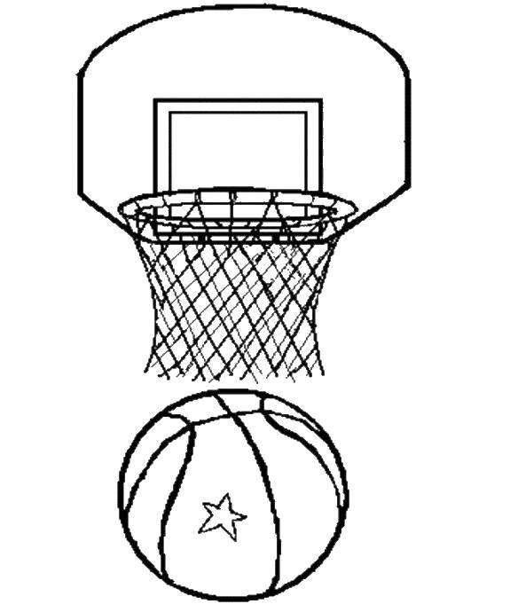 Название: Раскраска Баскетбольное кольцо и мяч. Категория: Спорт. Теги: спорт, баскетбол, мяч.