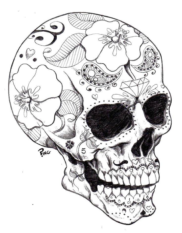 Coloring Human skull drawings. Category Skull. Tags:  skulls, drawings, patterns.