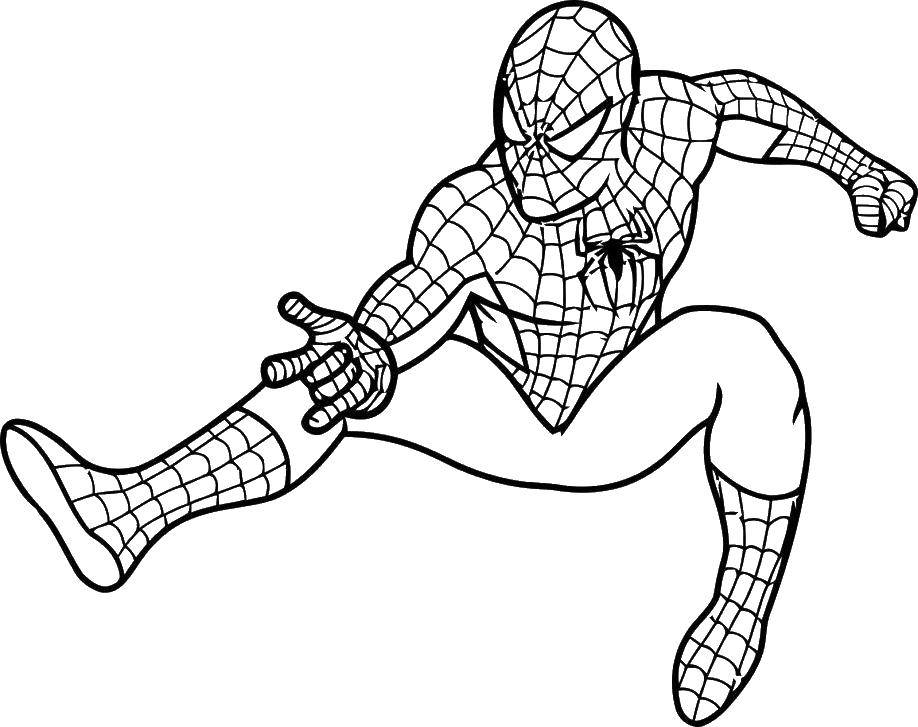 Название: Раскраска Человек паук в прыжке. Категория: человек паук. Теги: человек паук, спайдермен, фильм, мультфильм.