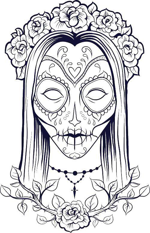 Coloring Skull with floral wreath. Category Skull. Tags:  skull, flowers.
