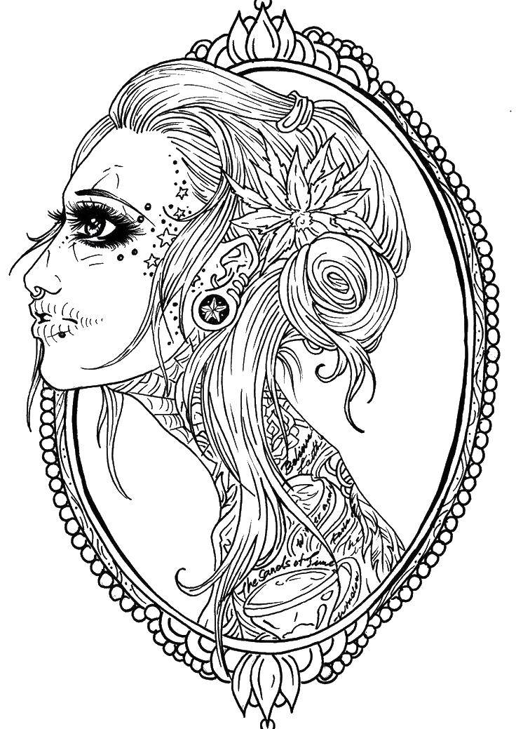 Coloring Girl tattoos. Category For girls. Tags:  girl, tattoo.