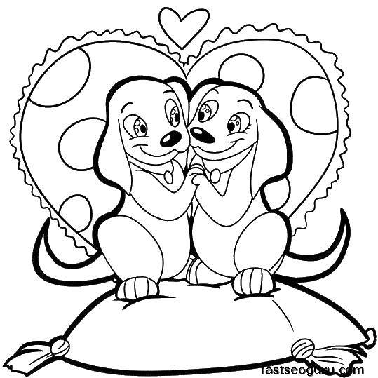 Coloring Two loving doggies. Category Pets allowed. Tags:  animals, dog, puppy, dog.