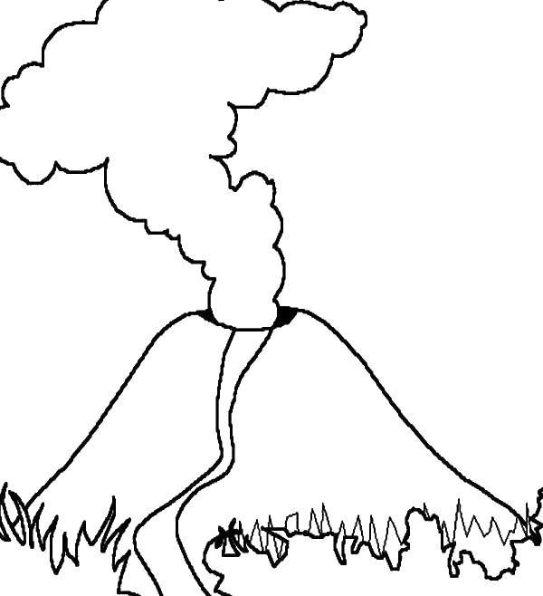 Название: Раскраска Дым из вулкана. Категория: Вулкан. Теги: вулкан, извержение.