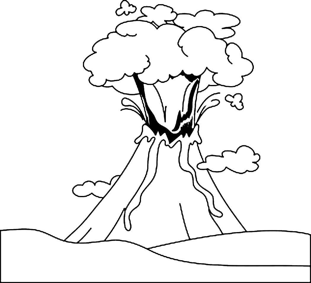Название: Раскраска Извержение вулкана.. Категория: Вулкан. Теги: извержение, вулкан.