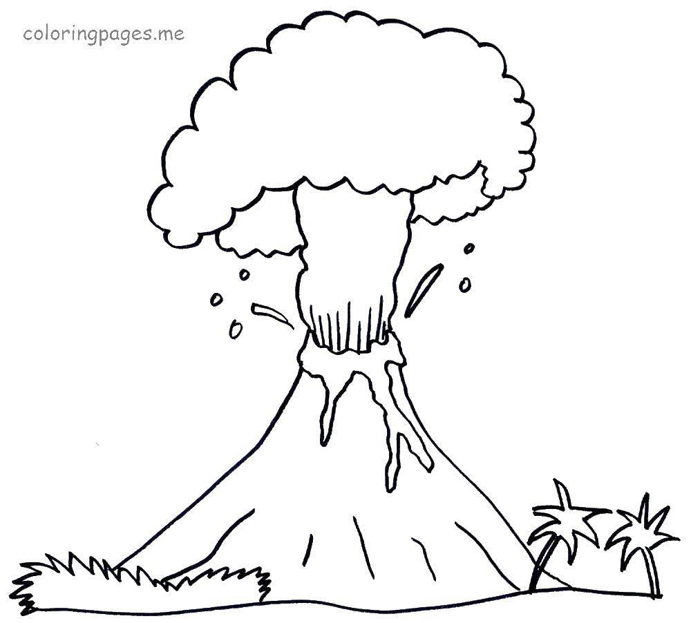 Название: Раскраска Извержение.. Категория: Вулкан. Теги: вулкан, лава, извержение.