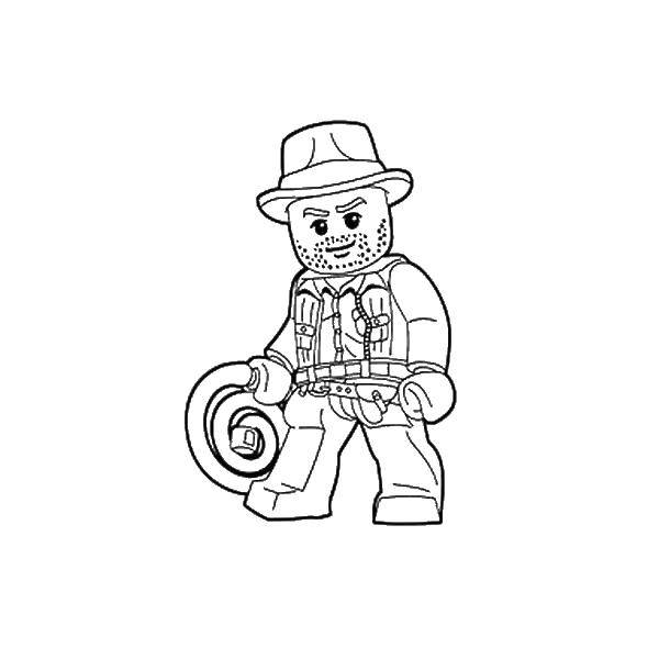 Название: Раскраска Ковбой с лоссо. Категория: Лего. Теги: Конструктор, Лего.
