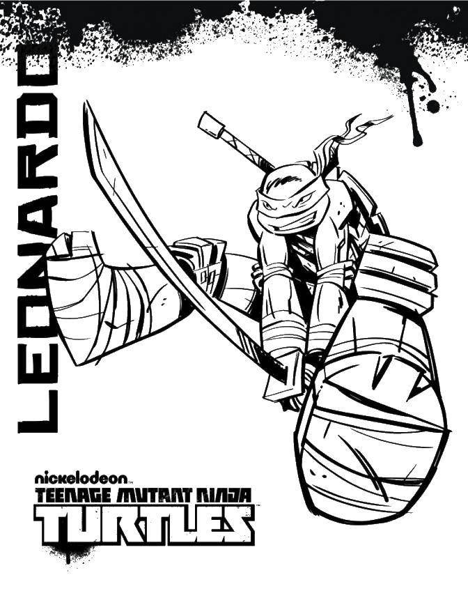 Coloring Leonardo. Category teenage mutant ninja turtles. Tags:  Leonardo, teenage mutant ninja turtles.