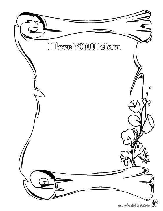Coloring Write a wish for mom. Category I love you. Tags:  Recognition, love, heart.