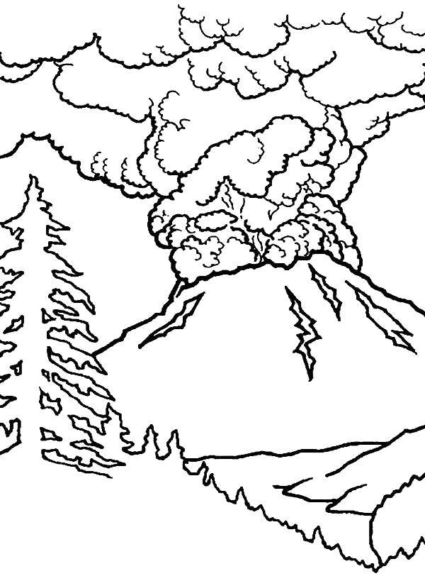 Coloring A huge volcano. Category Volcano. Tags:  volcano, eruption.
