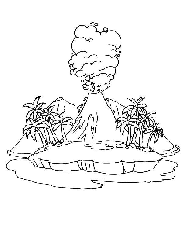 Название: Раскраска Остров с вулканами. Категория: Вулкан. Теги: вулканы, острова.