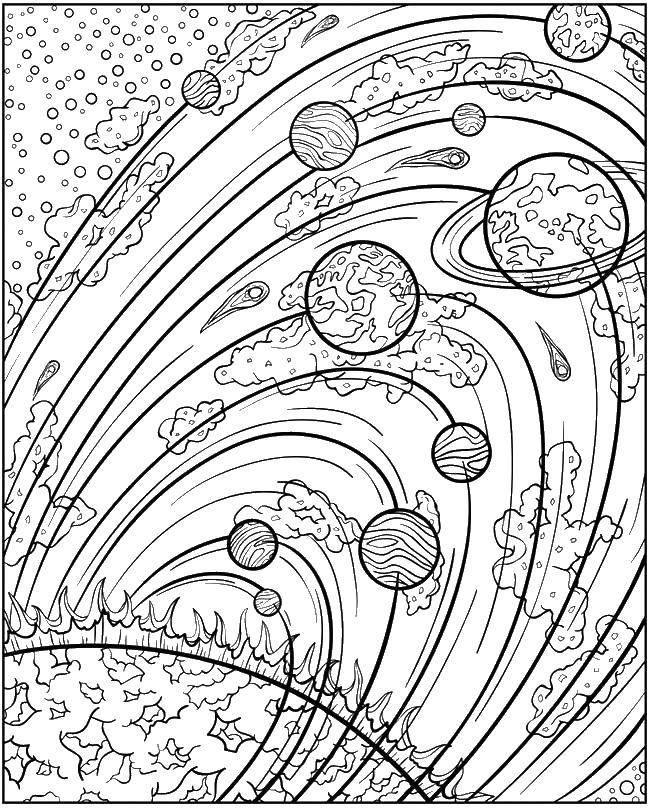 Coloring The planets in their orbits. Category space. Tags:  Space, planet, universe, Galaxy.
