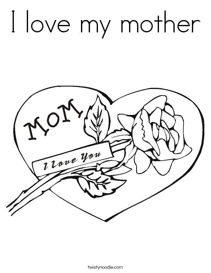 Название: Раскраска Роза для мамочки. Категория: Я тебя люблю. Теги: Признание, любовь, сердце.