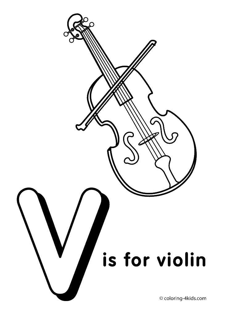 Coloring Violin in English. Category Violin. Tags:  violin, English.