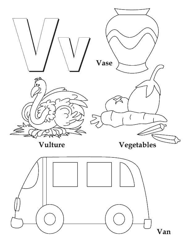 Coloring Words with the letter v. Category English alphabet. Tags:  v, letters, words.
