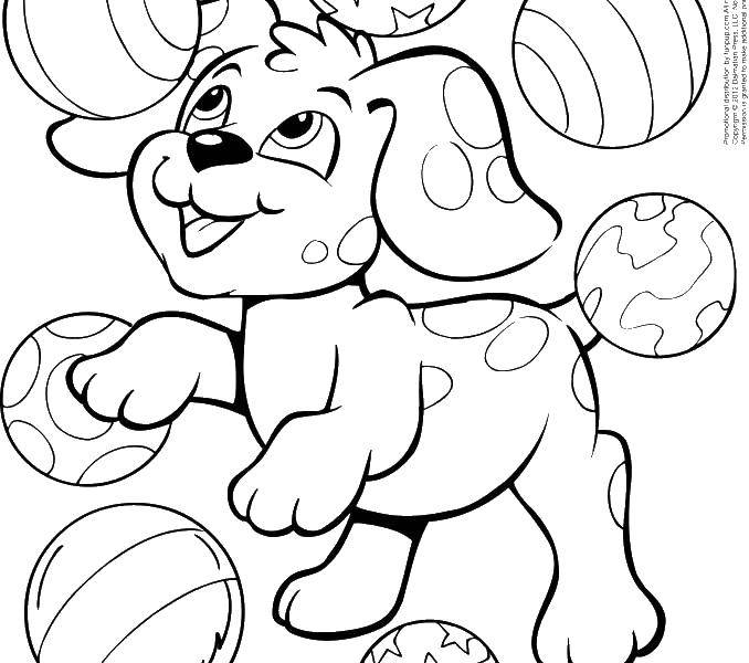 Coloring Doggy and balls. Category Pets allowed. Tags:  animals, dog, puppy, dog, balls.