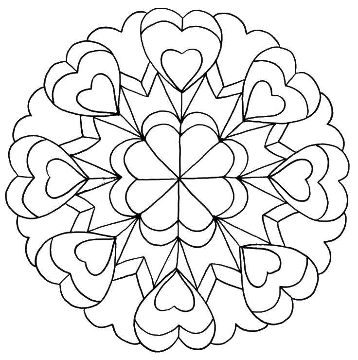 Coloring Flower petals hearts. Category flowers. Tags:  flowers, petals, hearts.