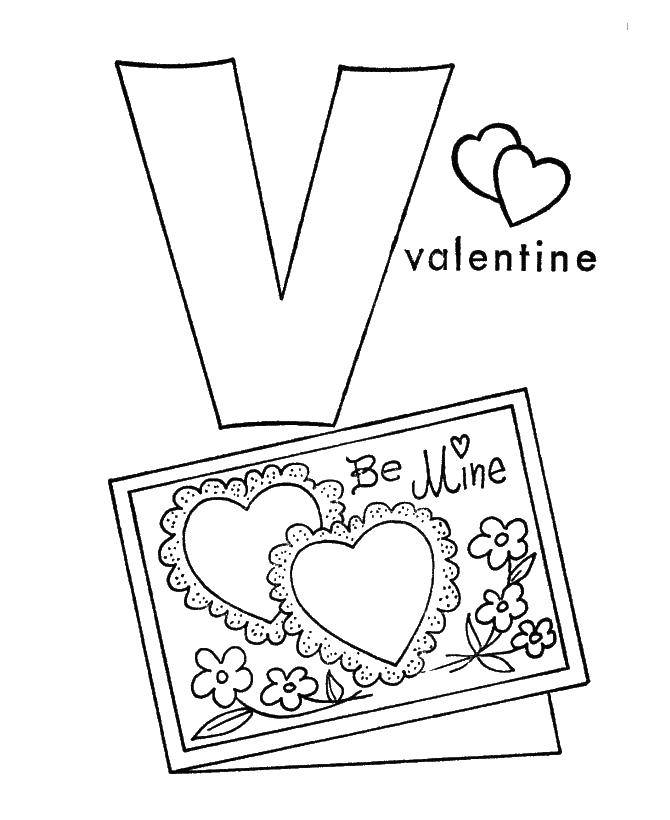 Название: Раскраска Валентин. Категория: День святого валентина. Теги: день святого валентина, открытка.