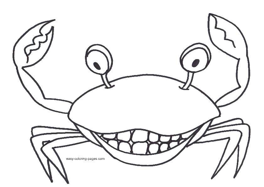 Coloring Funny crab. Category marine animals. Tags:  sea animals, crab.