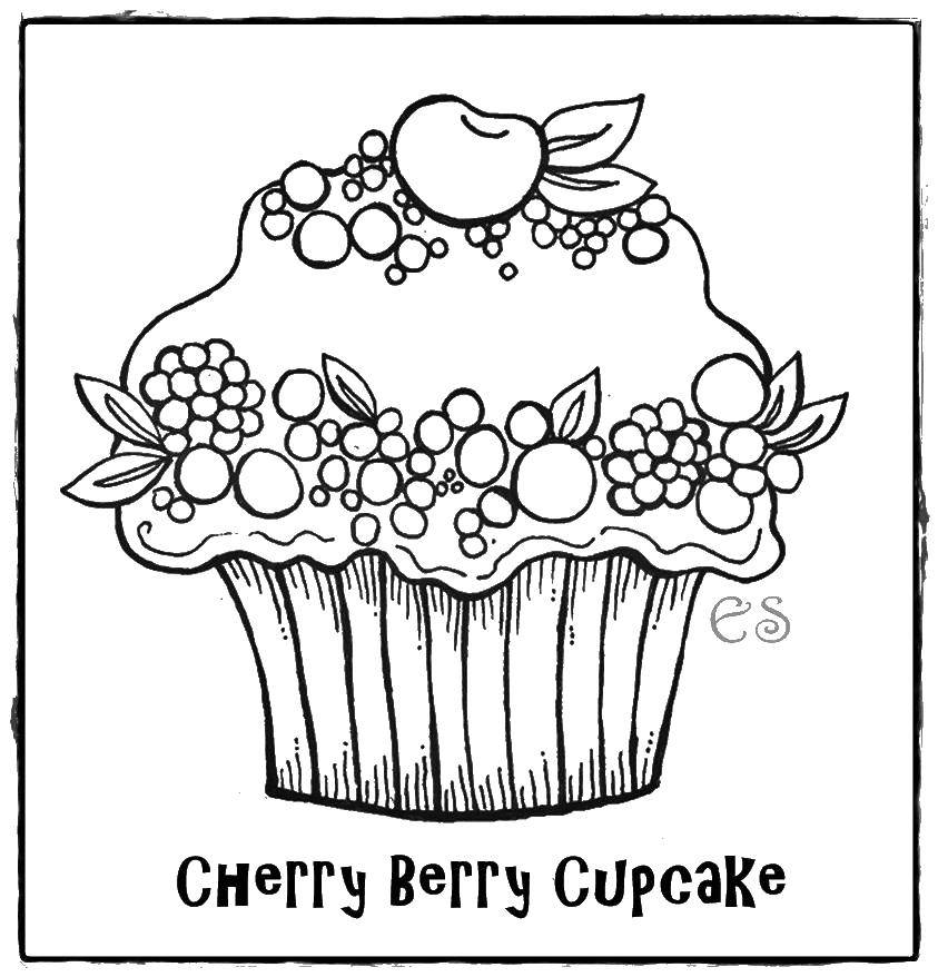 Coloring Cherry cupcake. Category The food. Tags:  food, sweet, cupcake.