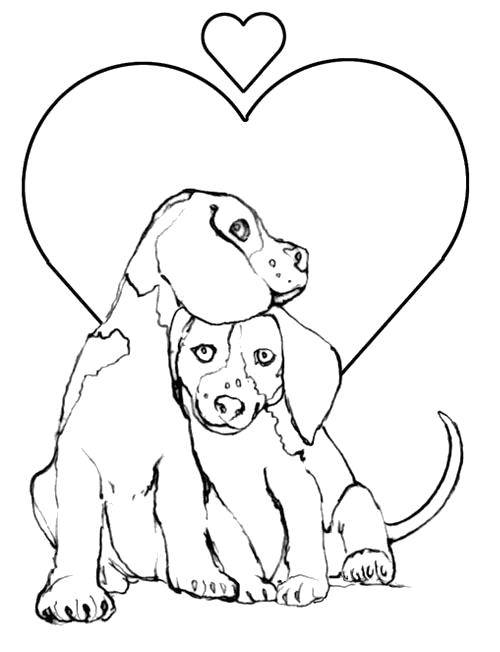 Название: Раскраска Влюбленные собаки. Категория: Животные. Теги: Животные, собака.