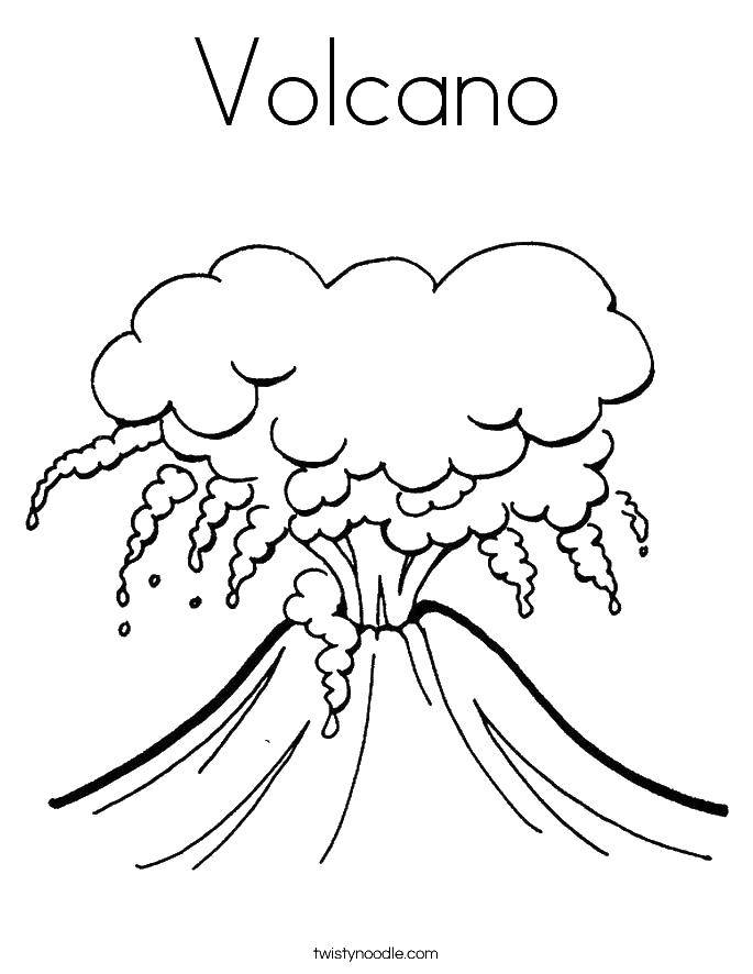 Название: Раскраска Вулкан на английском. Категория: Вулкан. Теги: вулкан, извержение.
