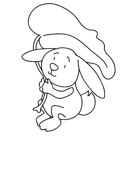 Coloring The rabbit hid under a leaf. Category Coloring pages for kids. Tags:  Animals, Bunny.