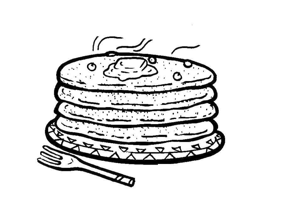 Coloring Pancakes with butter. Category the food. Tags:  food , pancakes, butter, .