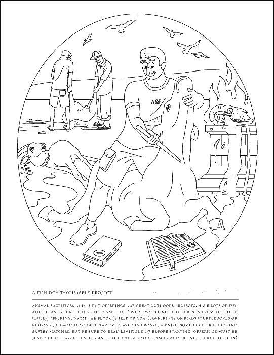 Coloring A man kills a cow. Category People. Tags:  man, cow.