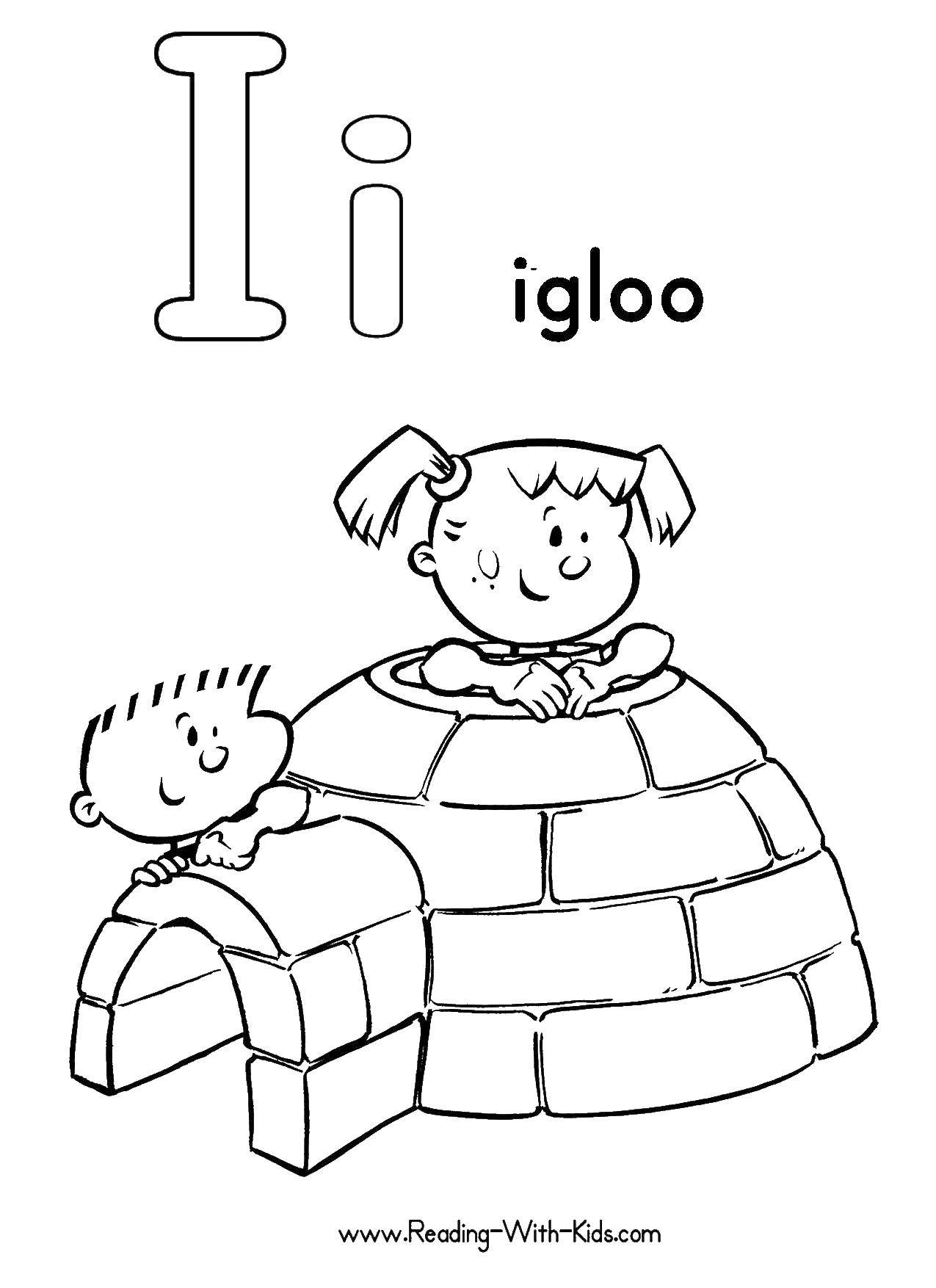 Coloring House of the Eskimos. Category Coloring pages for kids. Tags:  house, Eskimos, Igloo, kids.
