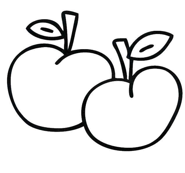 Название: Раскраска Два вкусных яблочка. Категория: Раскраски для малышей. Теги: фрукты, яблоко.