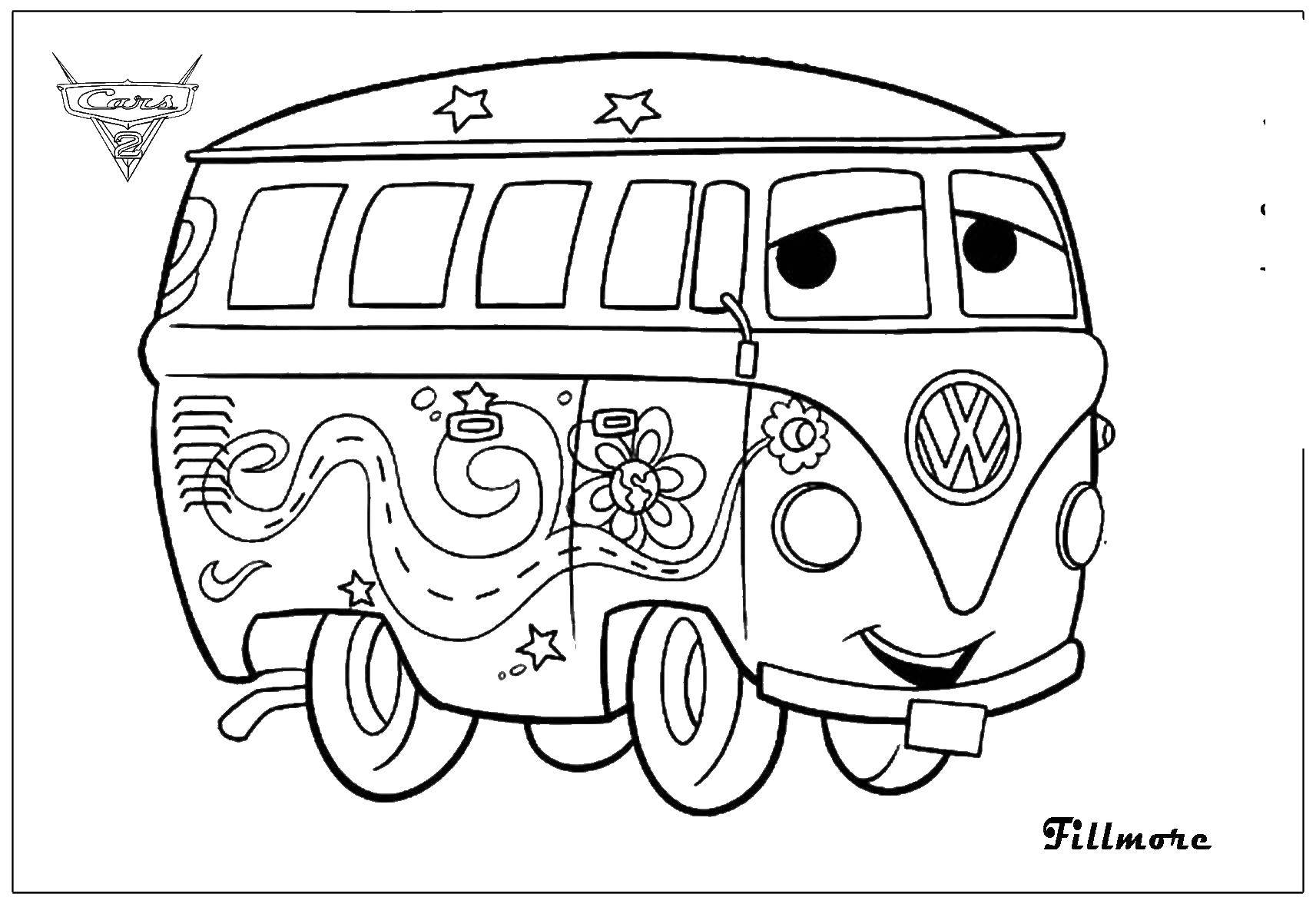 Coloring Fillmore hippie. Category Wheelbarrows. Tags:  cars, McQueen, Fillmore.