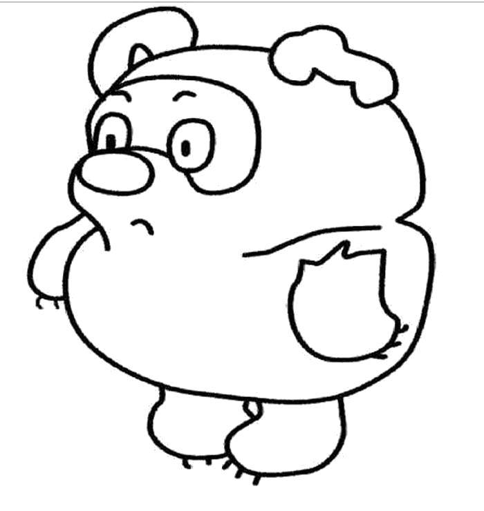 Coloring Sad Winnie the Pooh. Category Coloring pages for kids. Tags:  Cartoon character, Winnie the Pooh.