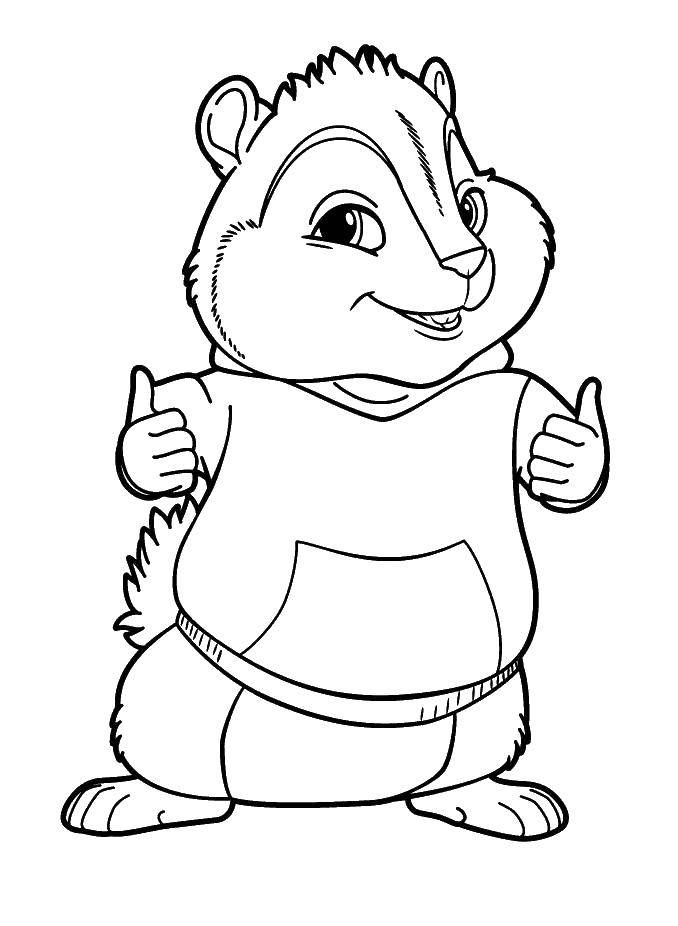 Coloring Cute little Chipmunk. Category cute animals. Tags:  Animals, Chipmunk.
