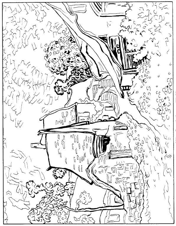 Coloring Picture. Category coloring. Tags:  Van Gogh, painting, house.