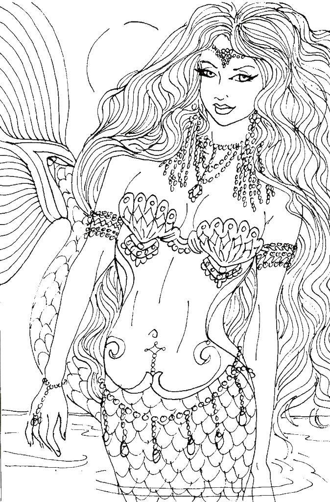 Coloring Beautiful mermaid. Category The little mermaid. Tags:  mermaid, the little Mermaid.