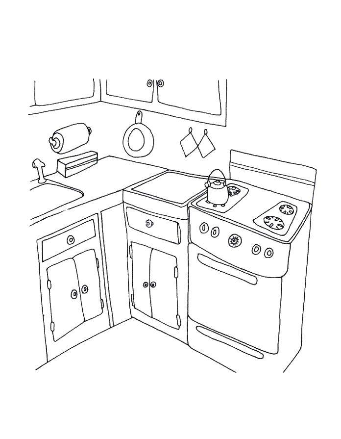 Название: Раскраска Кухонный уголок. Категория: кухня. Теги: Кухня, дом, еда.