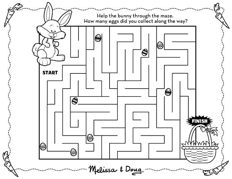 Coloring The labyrinth rabbit looking for Easter eggs. Category Mazes. Tags:  maze, egg.