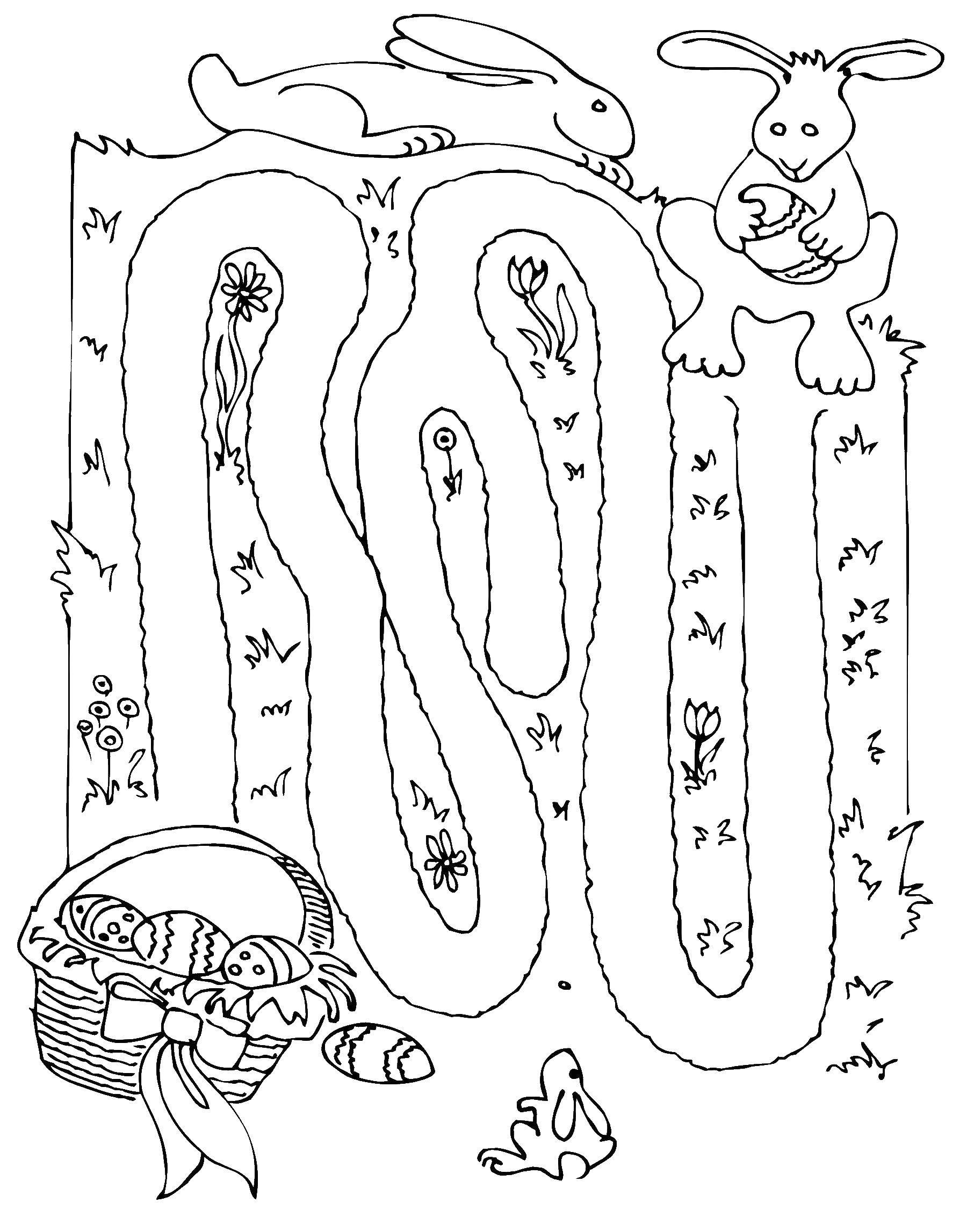 Coloring Maze the Easter Bunny. Category Mazes. Tags:  the labyrinth, rabbit.