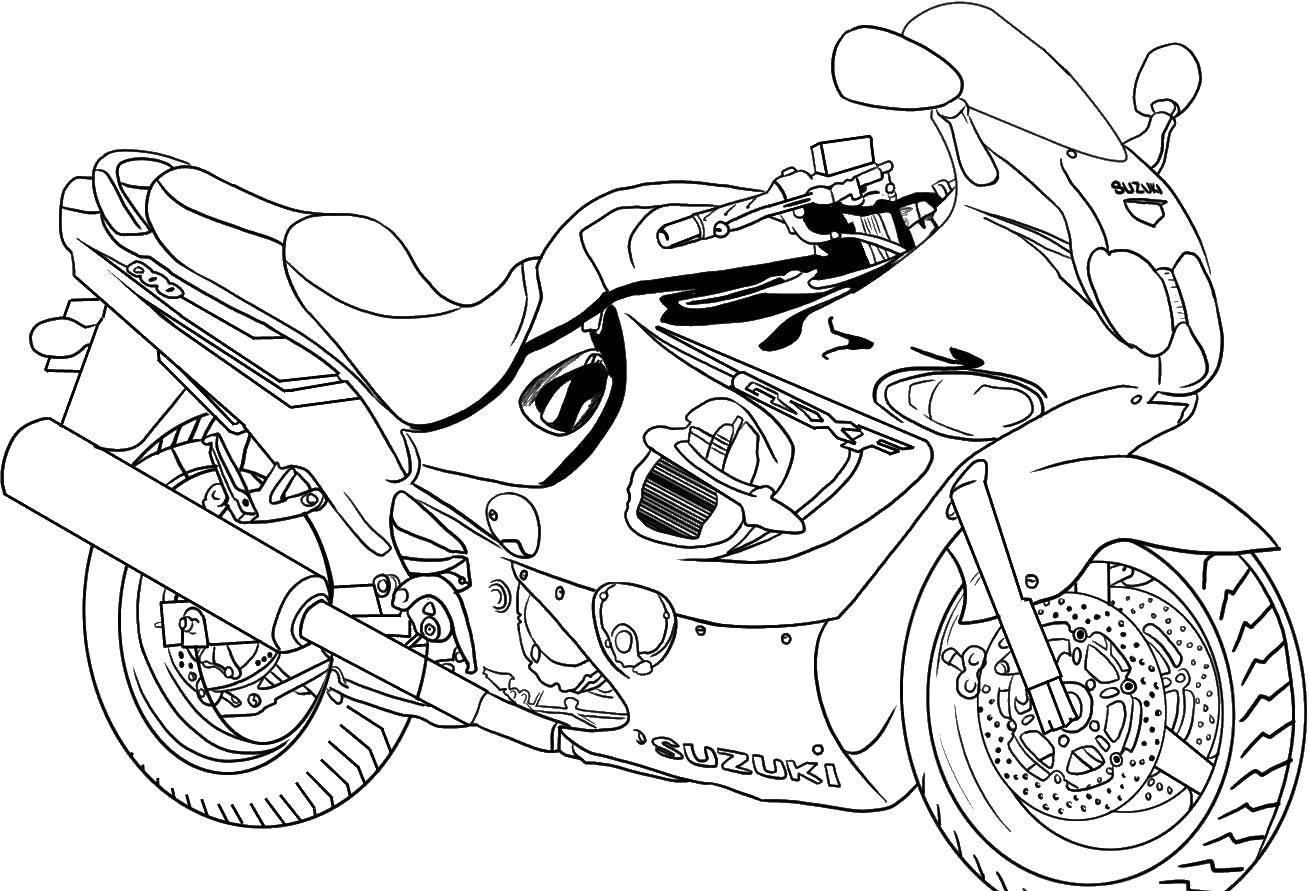 Название: Раскраска Мотоцикл сузуки. Категория: мотоцикл. Теги: мотоцикл, сузуки.