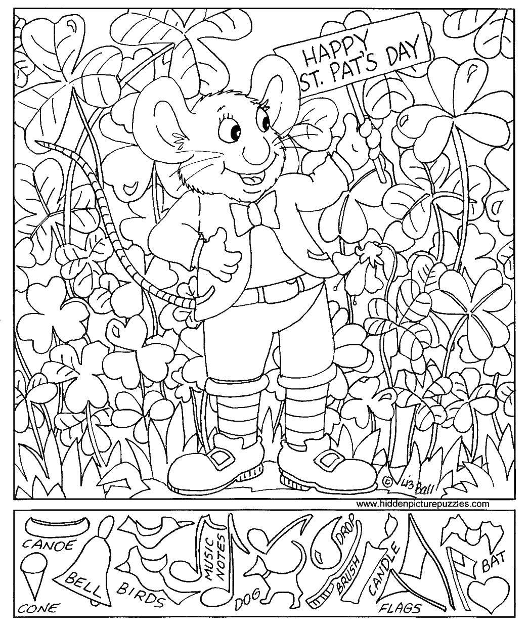 Coloring Mouse in the grass. Category Find items. Tags:  puzzles, mouse.