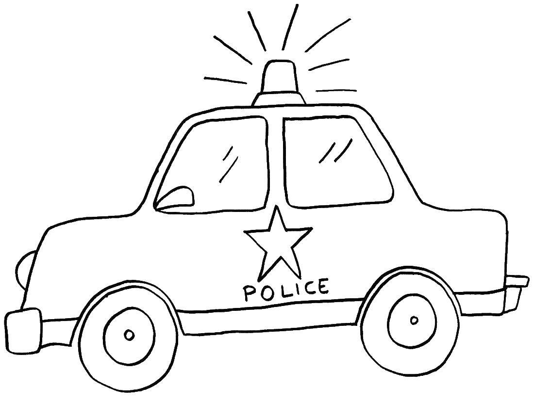 Название: Раскраска Полицейская машина с мигалками. Категория: Машины. Теги: Полиция, машина.