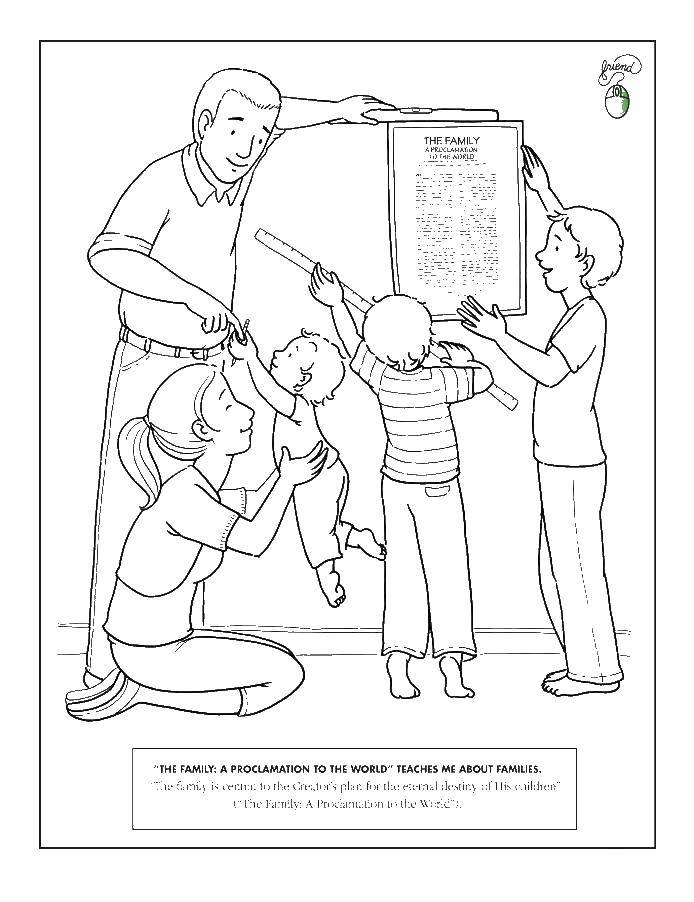 Coloring Parents with children. Category Family. Tags:  Family, children, books.